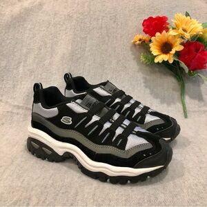 Skechers Sport Black, Gray, & Ice Blue Athletic Sneakers